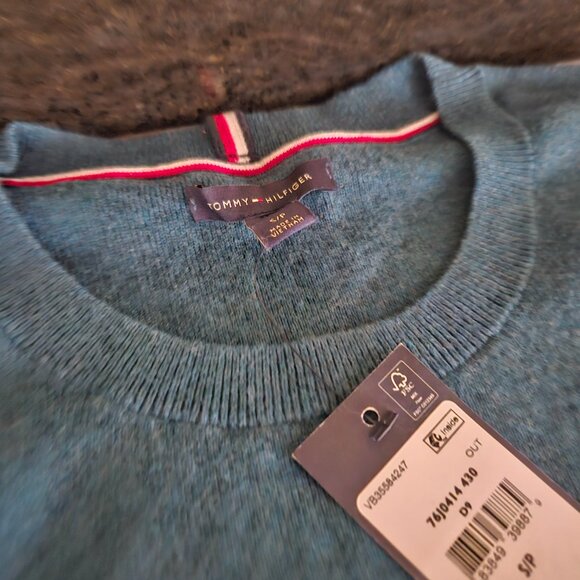 Tommy Hilfiger Teal Crewneck Sweater Sweatshirt 100% Cotton NWT Orig $65 S/P - Picture 5 of 6